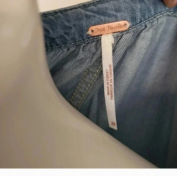 Free People Cotton Blend Loco Blue Button Down Oversized Marley Jumpsuit(XS)NWT - Picture 9 of 12